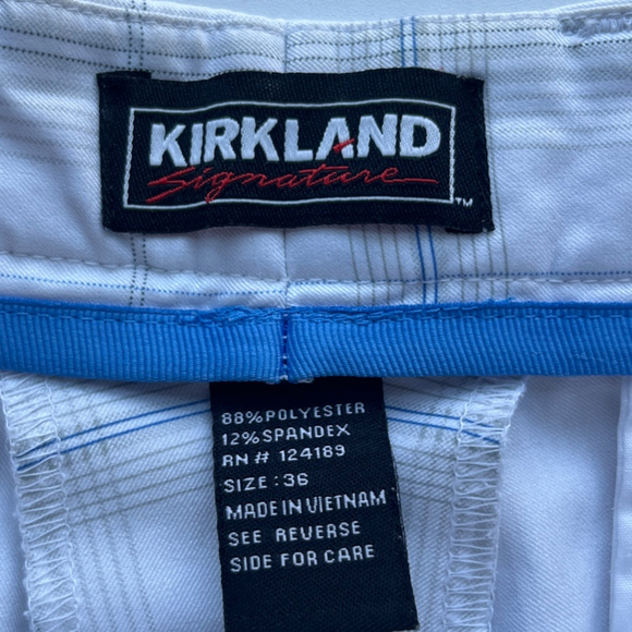 Kirkland Signature Men’s White Plaid Golf Shorts – Size 36 – Stretch Performance - Picture 8 of 10
